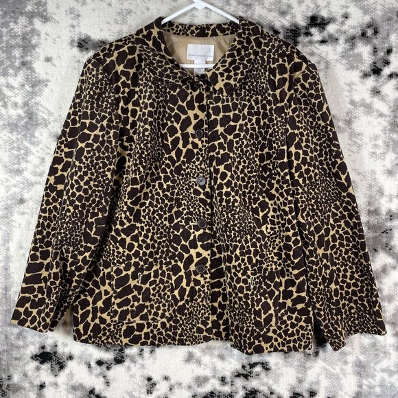 Susan Graver Jackets & Blazers - Susan‎ Graver Style Jacket Womens Size 1X Cotton Stretch Lined Leopard Print
